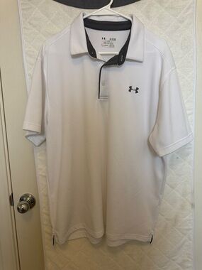 Under Armour White Polo with Black Contrast Collar